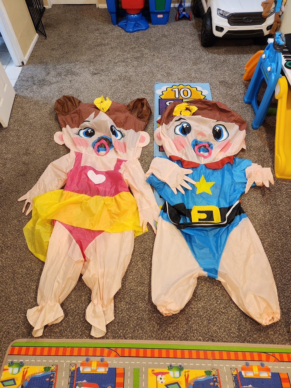 Kids Inflatable Princess and Policeman Costume Set - Pink, Yellow, Blue